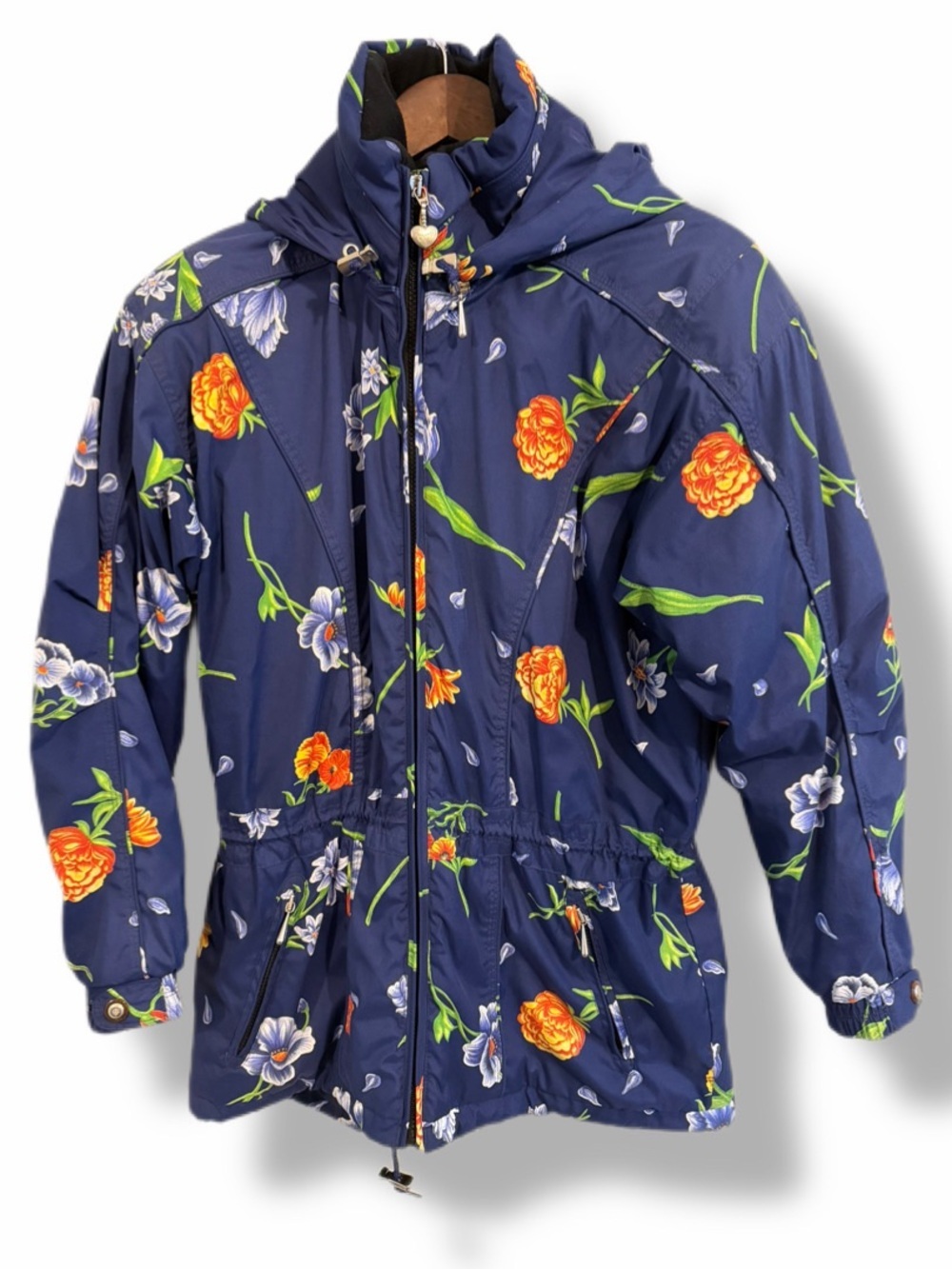 Obermeyer Floral Jacket Women’s Size 8 Blue Thermolite Insulated Winter Coat
